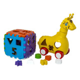 Kit 2 Brinquedos Educativo Girafa+cubo Didatico