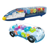 Kit 2 Brinquedos Infantil Carrinho + Trem Som Luz Bate Volta