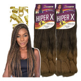 Kit 2 Cabelo Jumbo Tranças Box Braid Hiper X + Anéis