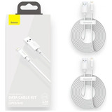 Kit 2 Cabos iPhone Lightning Baseus Simple Wisdom 150cm 2.4a Cor Branco