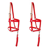 Kit 2 Cabrestos Personalizado Quarto Milha Cor Vermelha Para Cavalo 