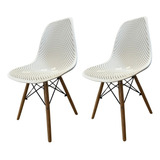 Kit 2 Cadeira Colmeia Eames Eiffel - Super Resistente! Cor Da Estrutura Da Cadeira Madeira Cor Do Assento Branco