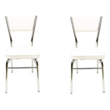 Kit 2 Cadeira Cromada Cozinha Reforço Assento Encosto Branco