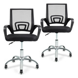 Kit 2 Cadeira De Escritório Bestchair Base Giratória Mesh Cor Preto