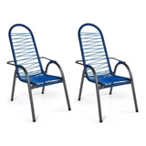 Kit 2 Cadeira De Fio Cordinha Jardim Area Externa Colorida Cor Azul Lorenttistore