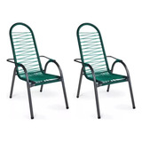 Kit 2 Cadeira De Fio Cordinha Jardim Area Externa Colorida Cor Verde Lorenttistore