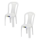 Kit 2 Cadeira Plástico Bistrô Resistente Igreja Branca 182kg
