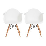 Kit 2 Cadeiras Charles Eames Eiffel Com Braço Wood Daw