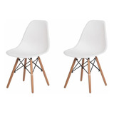 Kit 2 Cadeiras De Jantar Charles Eiffel Eames Base Madeira Cor Da Estrutura Da Cadeira Cadeira Para Mesa De Jantar Cozinha Com Encosto Charles Eames Eiffel Base Madeira Wood Branco