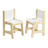 Kit 2 Cadeiras Infantis Castelo Natural/branco - Casatema Cor Natural