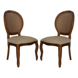 Kit 2 Cadeiras Medalhão Clean Tela Rattan Suede Imbuia
