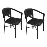 Kit 2 Cadeiras Poltrona Alumínio Tricô Náutico Jardim Lazer