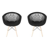 Kit 2 Cadeiras Web Cloe Clarice Sidera Base Wood Preto