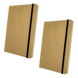 Kit 2 Cadernetas Tipo Moleskine 21x14 Capa Dura Kraft