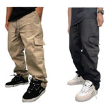 Kit 2 Calça Cargo Masculina Feminina Skate Sarja Unisex Ful 