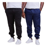 Kit 2 Calça Jeans Sarja Jogger Masculina Plus 50 52 54 56