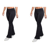 Kit 2 Calças Bailarina Flare Suplex Cintura Alta Cinza Preto