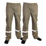 Kit 2 Calças Brim Pesado Profissional Uniforme C/faixa Refle