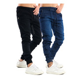 Kit 2 Calças Jeans Camuflada Jogger Masculina Elástico Lycra