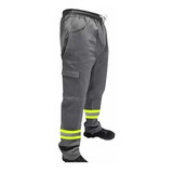 Kit 2 Calças Uniforme Brim Pesado - Faixa Refletiva - Cinza