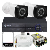 Kit 2 Câmeras Segurança Digitais Dvr 4ch Hd 500gb Acesso App