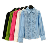 Kit 2 Camisa Blusa Social Feminina Renda Lese Elegante #6006