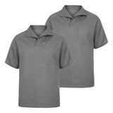 Kit 2 Camisa Brim Gola Italiana Manga Curta Algodão Uniforme