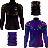 Kit 2 Camisa De Pesca Feminina + Bandana Prtuv50 Playpesca
