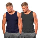 Kit 2 Camiseta Regata Masculina Algodão Lisa Treino Academia
