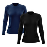 Kit 2 Camisetas Feminina Manga Longa Proteção Solar Uv 50
