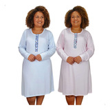 Kit 2 Camisola Manga Longa Botoes Senhora 100.46