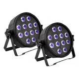Kit 2 Canhao Refletor 12 Leds 18w Rgbw + Uv Bivolt