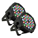 Kit 2 Canhão Refletor 36 Leds Par 64 Rgb 36w Dmx Iluminação Voltagem 110v/220v