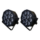 Kit 2 Canhao Refletor Par Led 12x12w Rgbw Slim Quadriled Dj 110v/220v