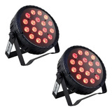 Kit 2 Canhão Refletor Rgbw 18 Leds Bivolt Dmx Digital Strobo