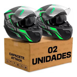 Kit 2 Capacete Moto Attack Escamoteavel