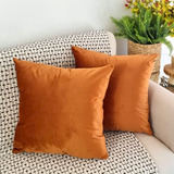 Kit 2 Capas Almofadas Veludo Terracota 45cx45cm Decorativa 