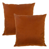 Kit 2 Capas De Almofada Veludo Liso Quadrada Terracota