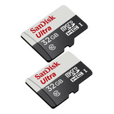 Kit 2 Cartão Memória 32gb Micro Sd Ultra Sandisk Original