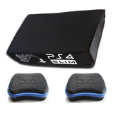 Kit 2 Case + Skin Capa Para Ps4 Slim- Estojo Controle Hard