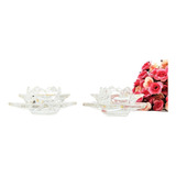 Kit 2 Castiçais De Vidro Cristal Flor De Lótus