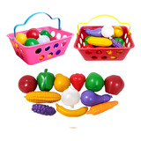 Kit 2 Cestas Compras Com 24 Verduras Legumes Frutas Infantil