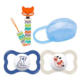 Kit 2 Chupetas Mam Supreme 6m+ C/ Prendedor E Porta Chupeta