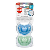 Kit 2 Chupetas Sensitive Soft 100% Silicone Azul/verde - Nuk