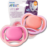 Kit 2 Chupetas Ultra Air Dupla Rosa 6-18m Avent Menina