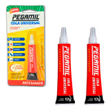 Kit 2 Cola Pegamil 17g Tecido Papel Madeira Couro Plástico