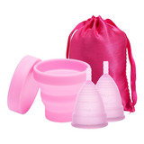 Kit 2 Coletores Menstrual Em Silicone + Saquinho Brinde+copo