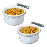 Kit 2 Comedouro Pote Porcelana Com Suporte Pássaros - Arara 