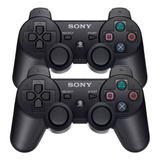 Kit 2 Controle Ps3 Manete Joystick Sem Fio Sony Preto