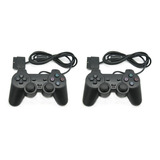 Kit 2 Controles Para Playstation 2 Ps2 Preto